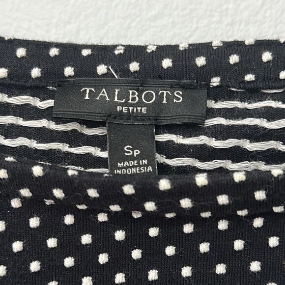Talbots Petite Women's 3/4 Bell Sleeve Black Swiss Polka Dot Top Size SP - Picture 5 of 10